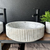Lavabo de Mármol Blanco, Set de Dos para Baño Principal, Lavabo de Piedra Natural, Lavabo Doble Redondo de Lujo, Lavabo Artesanal