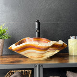 Onyx Rustic Vessel Sink, Natural Stone Bathroom Sink, Handmade Onyx Basin, Luxury Vanity Sink, Irregular Stone Wash Basin (Piece I)