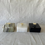 Luxury Marble & Onyx Jewelry Box with Gold Knob – Natural Stone Trinket Box, Elegant Vanity Storage, High-End Keepsake Gift