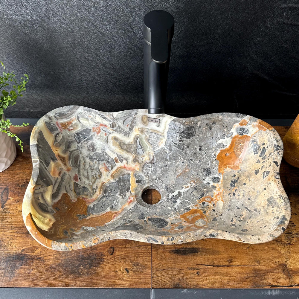 Green Onyx Bathroom Vessel Sink | Luxury Sink | One-of-a-Kind Hand Carved Onyx Bowl Sink – Natural Stone Bathroom Basin