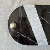 Striped Marble Serving Board with Handles – Modern Kitchen & Entertaining Tray | Charcuterie Board | Handcrafted Natural Stone Serving Tray