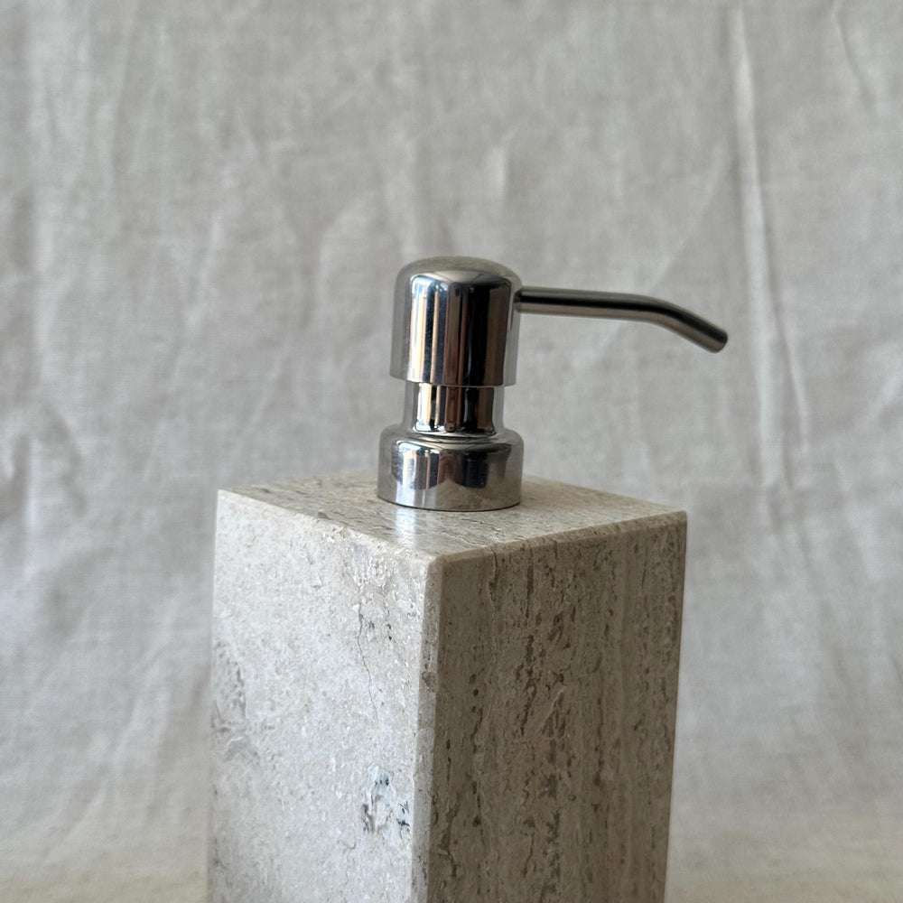 Travertine Bathroom Set-5 Piece Handmade Luxury Bath Accessories, Soap Dispenser, Tray, Toothbrush Holder, Cotton Swab Holder, Cotton Round