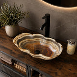 Banded Onyx Bathroom Vessel Sink | Luxury Sink | One-of-a-Kind Hand Carved Onyx Bowl Sink – Natural Stone Bathroom Basin