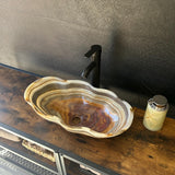 Banded Onyx Bathroom Vessel Sink | Luxury Sink | One-of-a-Kind Hand Carved Onyx Bowl Sink – Natural Stone Bathroom Basin