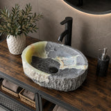 Rustic Green Onyx Bathroom Vessel Sink | Luxury Sink | Unique Hand Carved Onyx Vanity Sink – Natural Stone Bathroom Sink