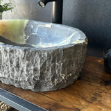 Rustic Green Onyx Bathroom Vessel Sink | Luxury Sink | Unique Hand Carved Onyx Vanity Sink – Natural Stone Bathroom Sink