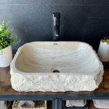 Rustic Travertine Stone Vessel Sink | Natural Rock Bathroom Sink | Handmade Modern Vanity Basin | One of a Kind Stone Sink | Wabi Sabi