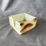 Green Onyx Coaster Set with Holder – 6 Square Luxury Natural Stone Drink Coasters
