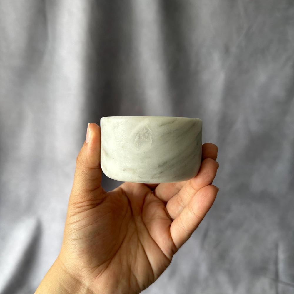 Set of 3 White Marble Natural Stone Salsa Set and Marble Tray - Handmade Serving Set Natural Stone