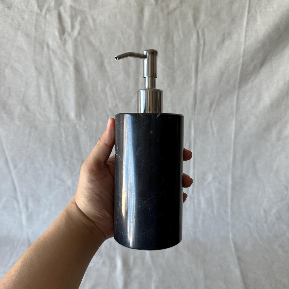 Black Marble Soap Dispenser – Luxury Bathroom Decor, Modern Stone Lotion Pump, Minimalist Vanity Accessory