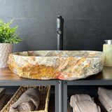 Rustic Green Onyx Bathroom Vessel Sink | Luxury Sink | Unique Hand Carved Onyx Vanity Sink – Natural Stone
