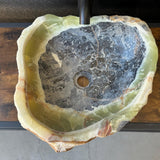 Rustic Green Onyx Bathroom Vessel Sink | Luxury Sink | Unique Hand Carved Onyx Vanity Sink – Natural Stone Bathroom Sink