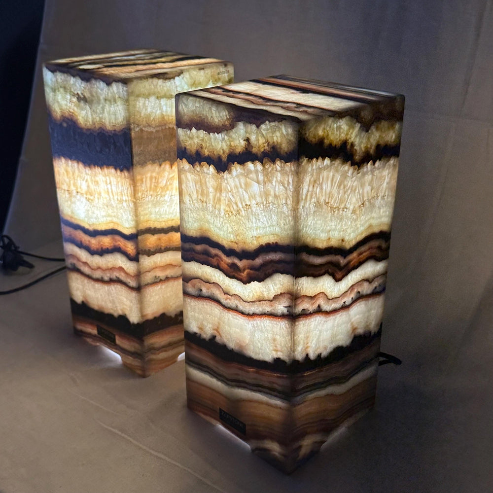 Onyx Table Lamps Pair | Luxury Bedside Table Lamp | High End Bedside Decor | Modern Elegant Home Lighting