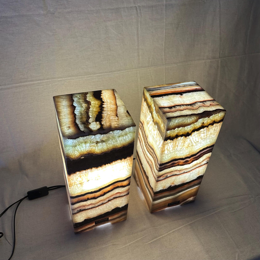 Onyx Table Lamps Pair | Luxury Bedside Table Lamp | High End Bedside Decor | Modern Elegant Home Lighting