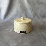 Travertine Jewelry Box, Handmade Stone Container, Luxury Cotton Round Holder, Vanity Decor, Hand Carved Trinket Box