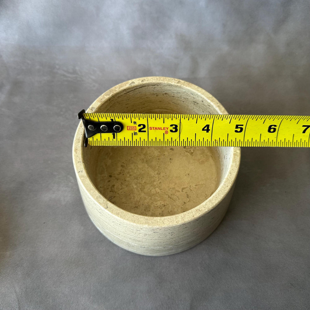 Travertine Jewelry Box, Handmade Stone Container, Luxury Cotton Round Holder, Vanity Decor, Hand Carved Trinket Box
