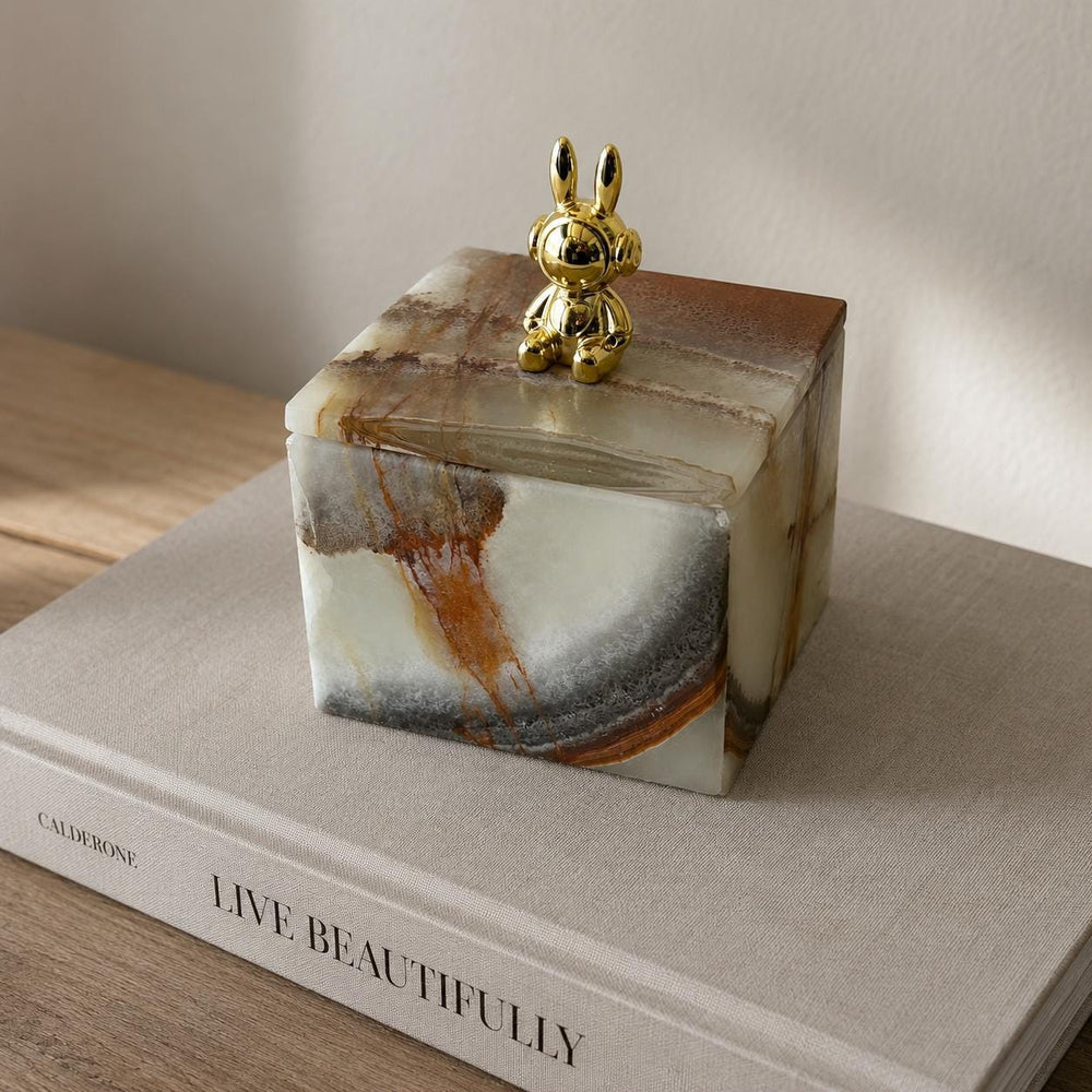 Green Onyx Jewelry Box – Handmade Stone Trinket Box – Luxury Crystal Storage Jar – Unique Gift