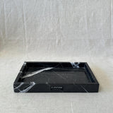 Natural Black Marble Organizer Tray for Keys, Jewelry, and Accessories