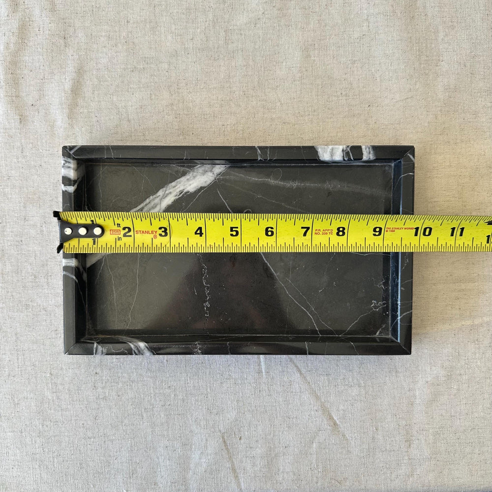 Natural Black Marble Organizer Tray for Keys, Jewelry, and Accessories