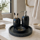 Black Marble Bathroom Set – 4 Piece Handmade Luxury Bath Accessories, Soap Dispenser, Tray, Toothbrush Holder, Soap Dish/Jewelry Dish