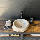 River Stone Sink | Handmade Natural Stone Over the Counter Sink