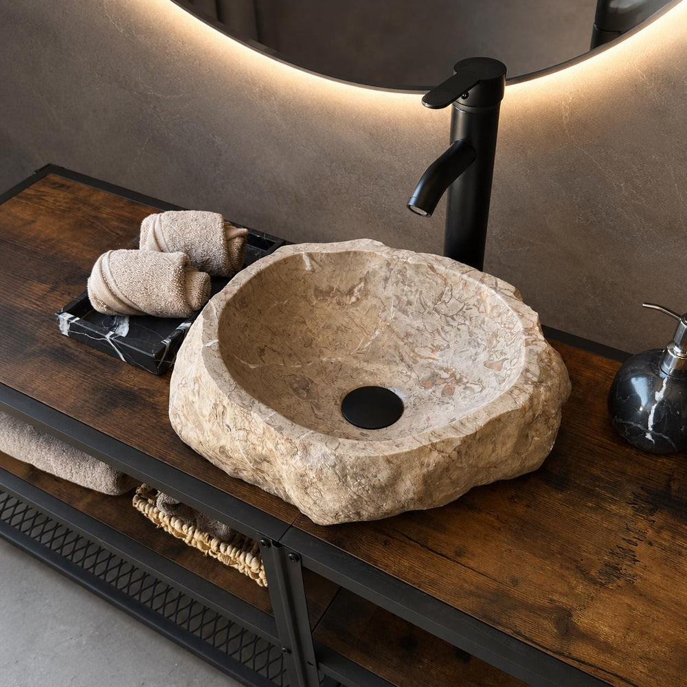 River Stone Sink | Handmade Natural Stone Over the Counter Sink