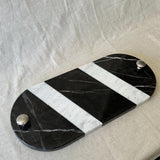 Striped Marble Serving Board with Handles – Modern Kitchen & Entertaining Tray | Charcuterie Board | Handcrafted Natural Stone Serving Tray