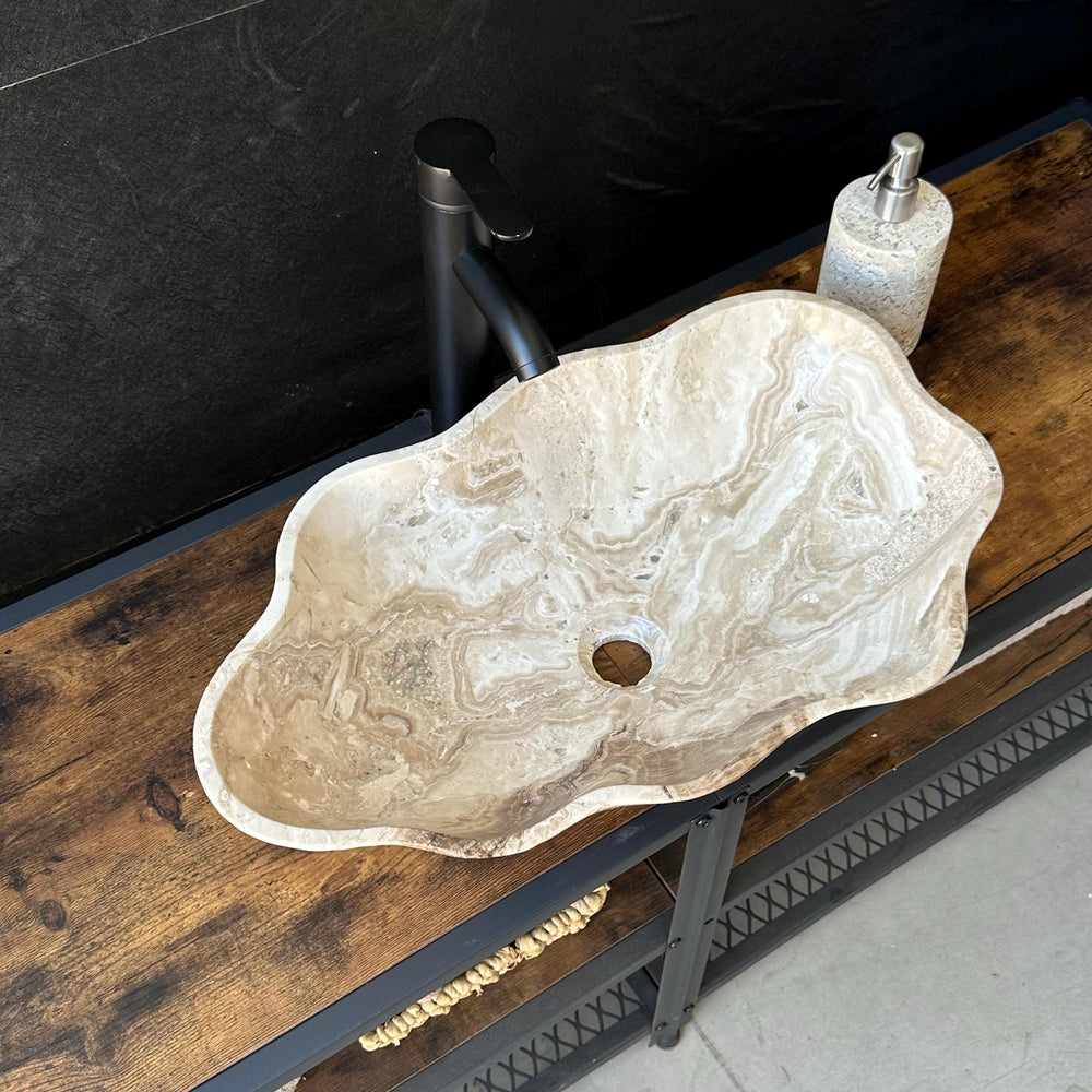 Beige Onyx Sink | Natural Stone Sink | Bathroom Vessel Sink | Handmade Vanity Sink | Earthy Toned Luxury Basin | Bowl Sink | Wabi Sabi