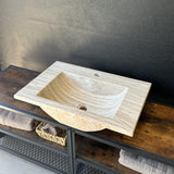 Travertine Stone Vanity Top | Natural Rock Bathroom Sink | Handmade Modern Vanity Basin | One of a Kind Stone Sink | Wabi Sabi