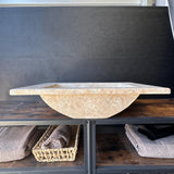 Travertine Stone Vanity Top | Natural Rock Bathroom Sink | Handmade Modern Vanity Basin | One of a Kind Stone Sink | Wabi Sabi