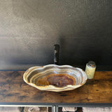 Banded Onyx Bathroom Vessel Sink | Luxury Sink | One-of-a-Kind Hand Carved Onyx Bowl Sink – Natural Stone Bathroom Basin