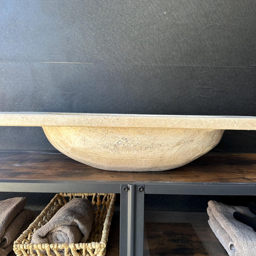 Travertine Stone Vanity Top | Natural Rock Bathroom Sink | Handmade Modern Vanity Basin | One of a Kind Stone Sink | Wabi Sabi