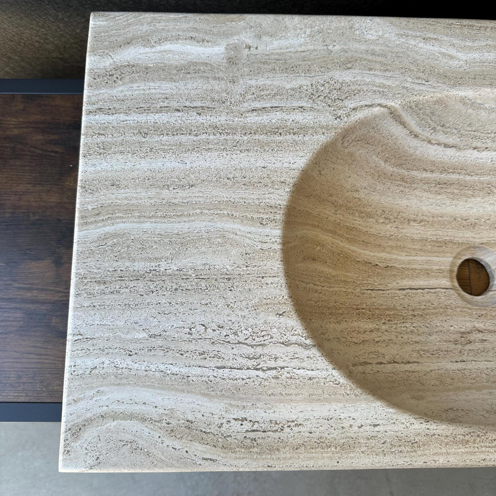 Travertine Stone Vanity Top | Natural Rock Bathroom Sink | Handmade Modern Vanity Basin | One of a Kind Stone Sink | Wabi Sabi