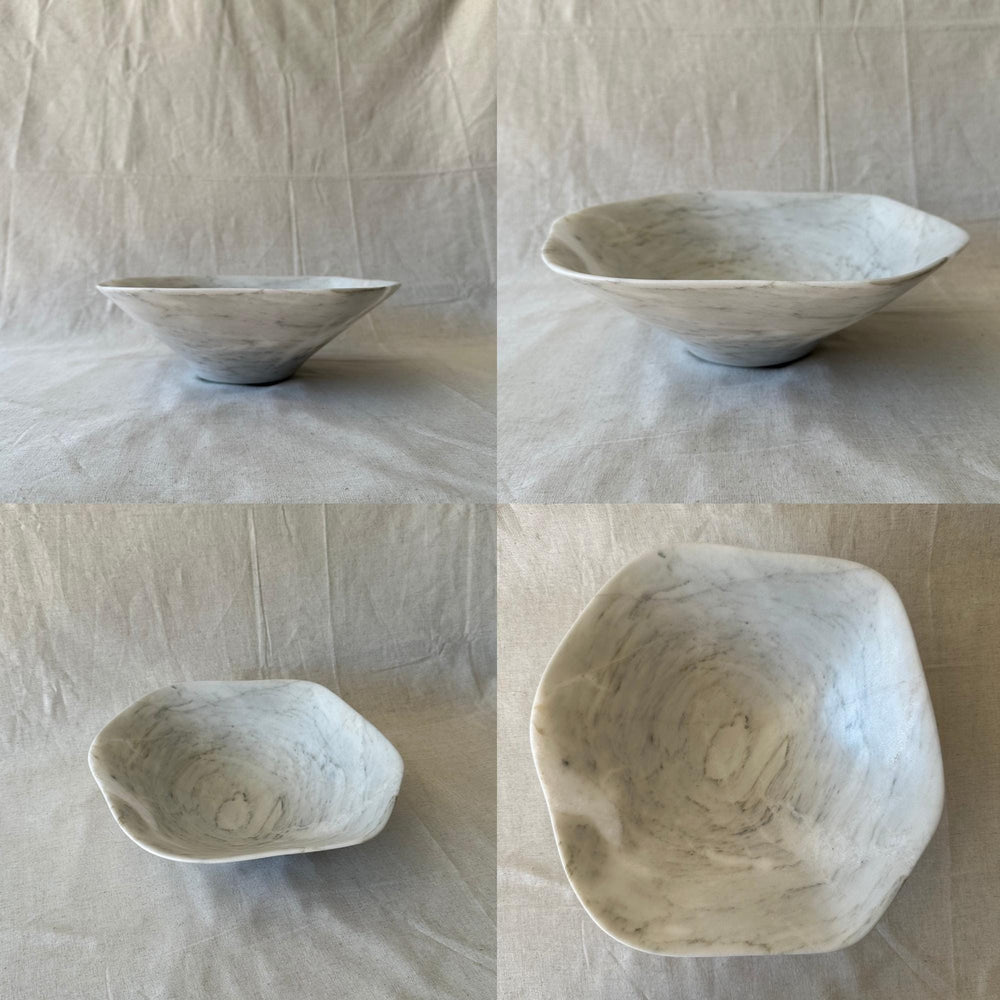Luxury Marble or Travertine Bowl – Irregular Natural Stone Centerpiece | Handmade Matte Decorative Bowl