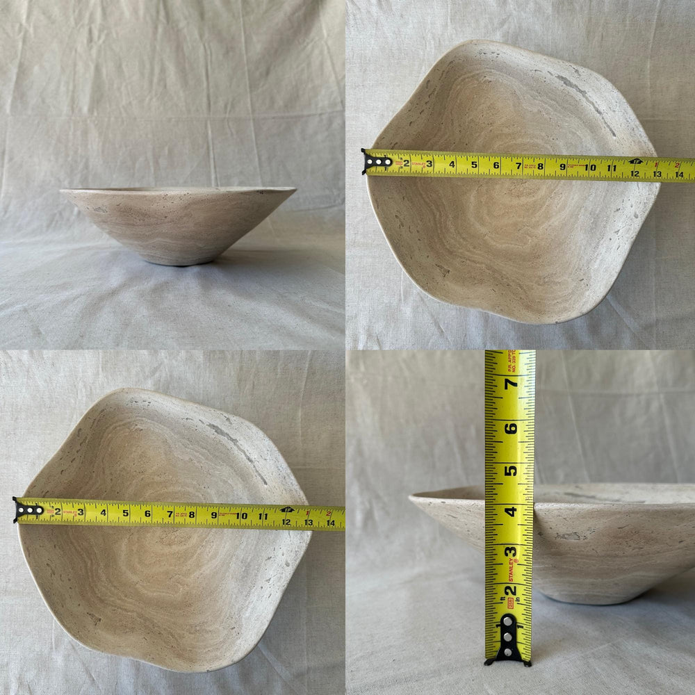 Luxury Marble or Travertine Bowl – Irregular Natural Stone Centerpiece | Handmade Matte Decorative Bowl