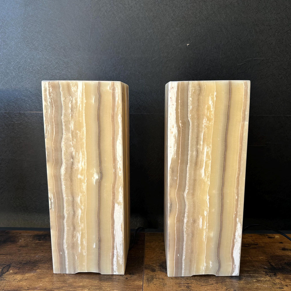 Handmade Pair of Onyx Table Lamps | Luxury Bedside Table Lamp | High End Bedside Decor | Modern Elegant Home Lighting