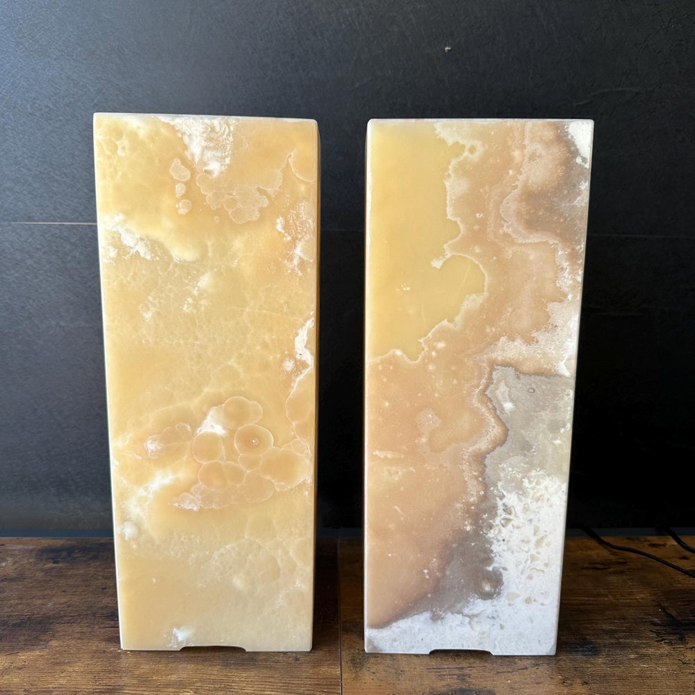 Handmade Pair of Onyx Table Lamps | Luxury Bedside Table Lamp | High End Bedside Decor | Modern Elegant Home Lighting