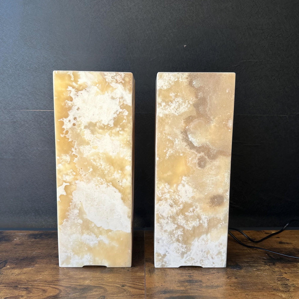 Handmade Pair of Onyx Table Lamps | Luxury Bedside Table Lamp | High End Bedside Decor | Modern Elegant Home Lighting
