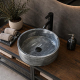 Natural Marble Vessel Sink – Round Stone Bathroom Sink, Handmade Modern Natural Marble Basin | Luxury Statement Piece for Powder Room