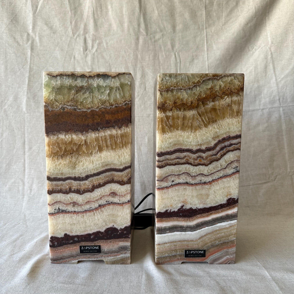 Onyx Table Lamps Pair | Luxury Bedside Table Lamp | High End Bedside Decor | Modern Elegant Home Lighting