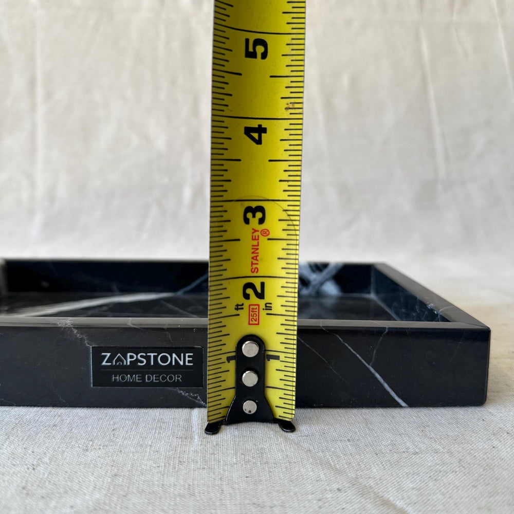 Natural Black Marble Organizer Tray for Keys, Jewelry, and Accessories