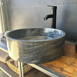 Natural Marble Vessel Sink – Round Stone Bathroom Sink, Handmade Modern Natural Marble Basin | Luxury Statement Piece for Powder Room