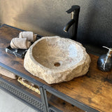River Stone Sink | Handmade Natural Stone Over the Counter Sink