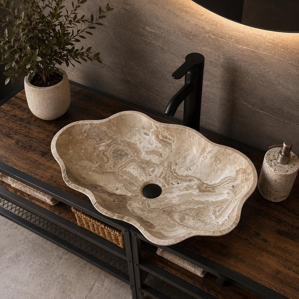 Beige Onyx Sink | Natural Stone Sink | Bathroom Vessel Sink | Handmade Vanity Sink | Earthy Toned Luxury Basin | Bowl Sink | Wabi Sabi