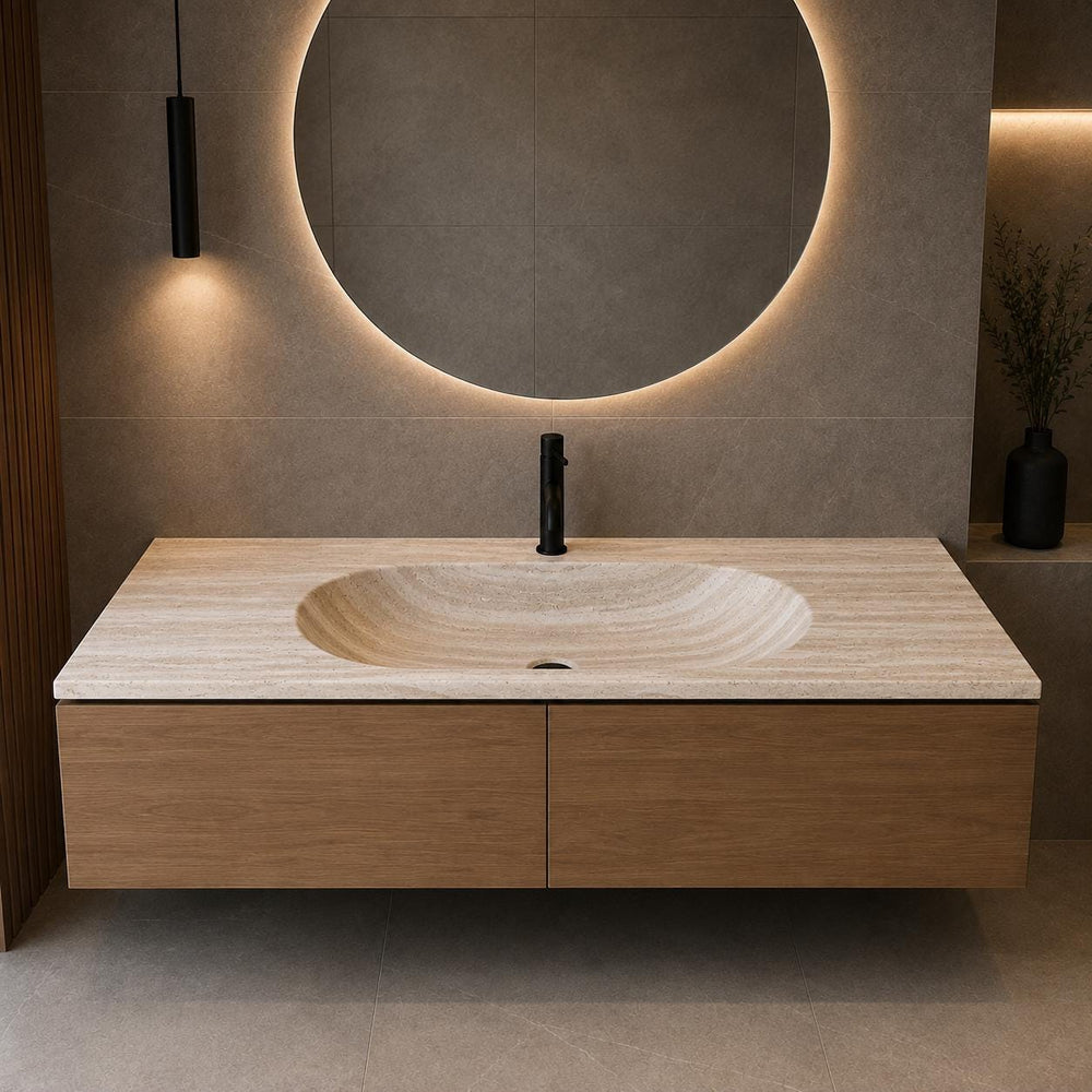 Travertine Stone Vanity Top | Natural Rock Bathroom Sink | Handmade Modern Vanity Basin | One of a Kind Stone Sink | Wabi Sabi