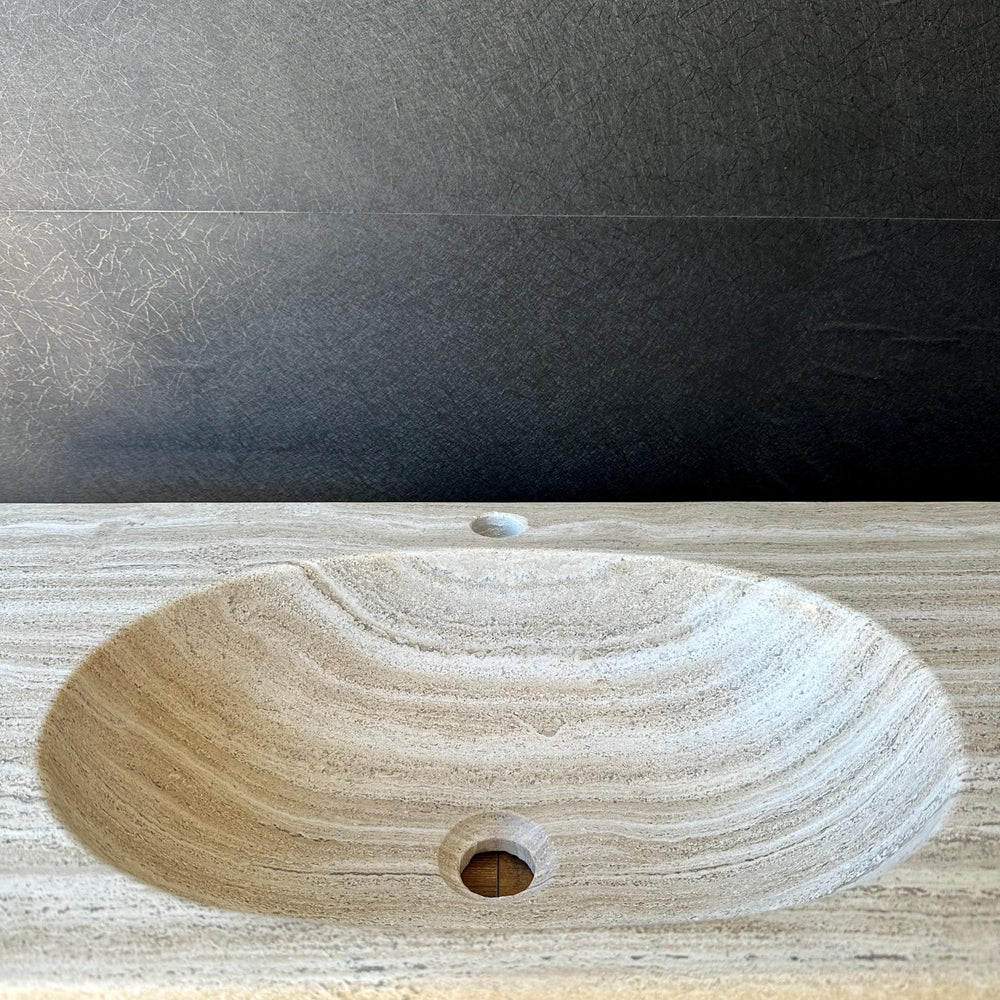Travertine Stone Vanity Top | Natural Rock Bathroom Sink | Handmade Modern Vanity Basin | One of a Kind Stone Sink | Wabi Sabi
