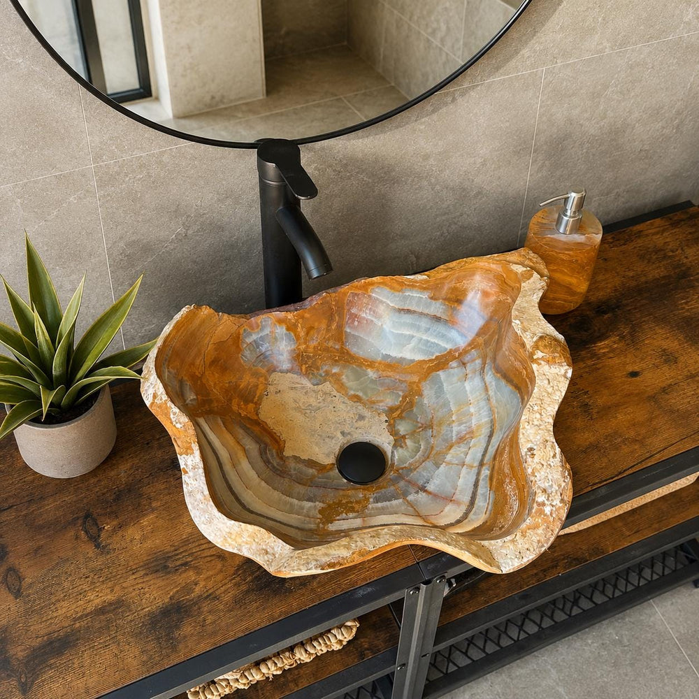 Green Onyx Stone Vessel Sink, Handmade Natural Onyx Countertop Sink, Luxury Modern Vanity Basin, Unique Marble Sink, High End Bathroom Decor