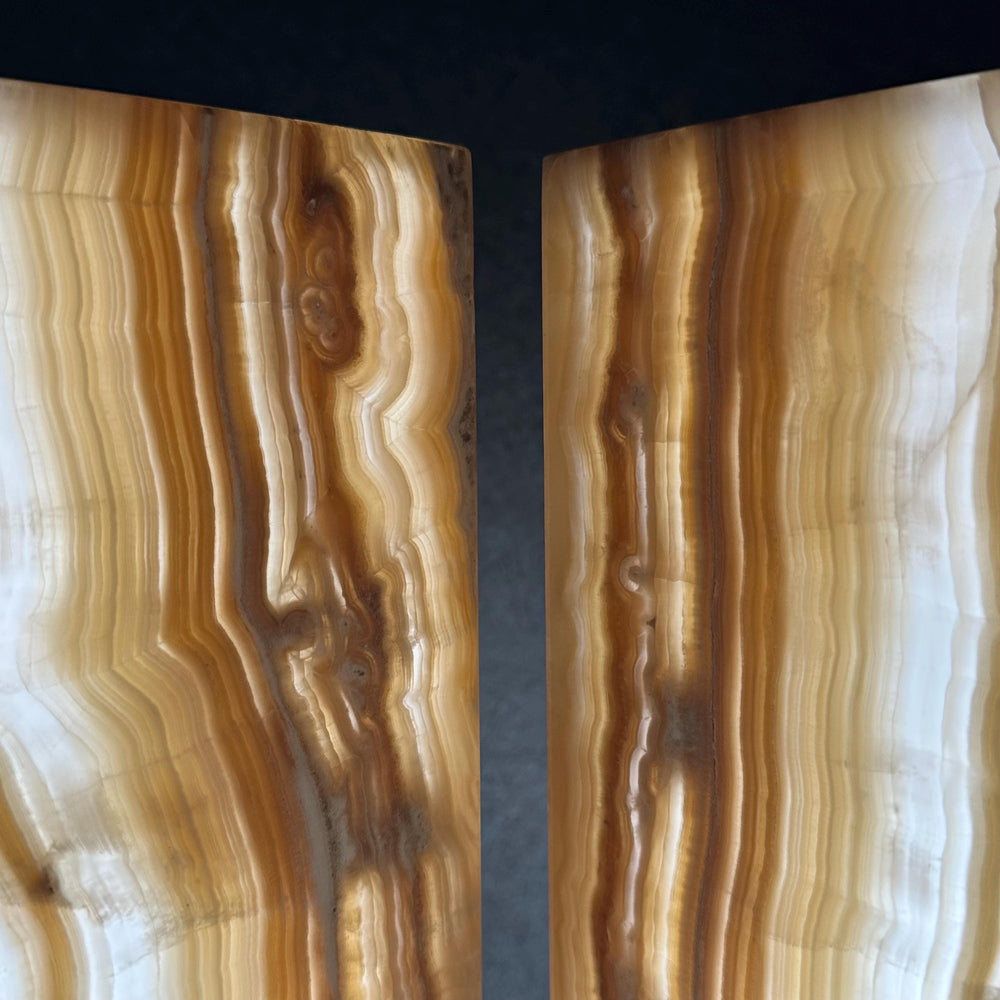 Handmade Pair of Onyx Table Lamps | Luxury Bedside Table Lamp | High End Bedside Decor | Modern Elegant Home Lighting | Earthy Decor