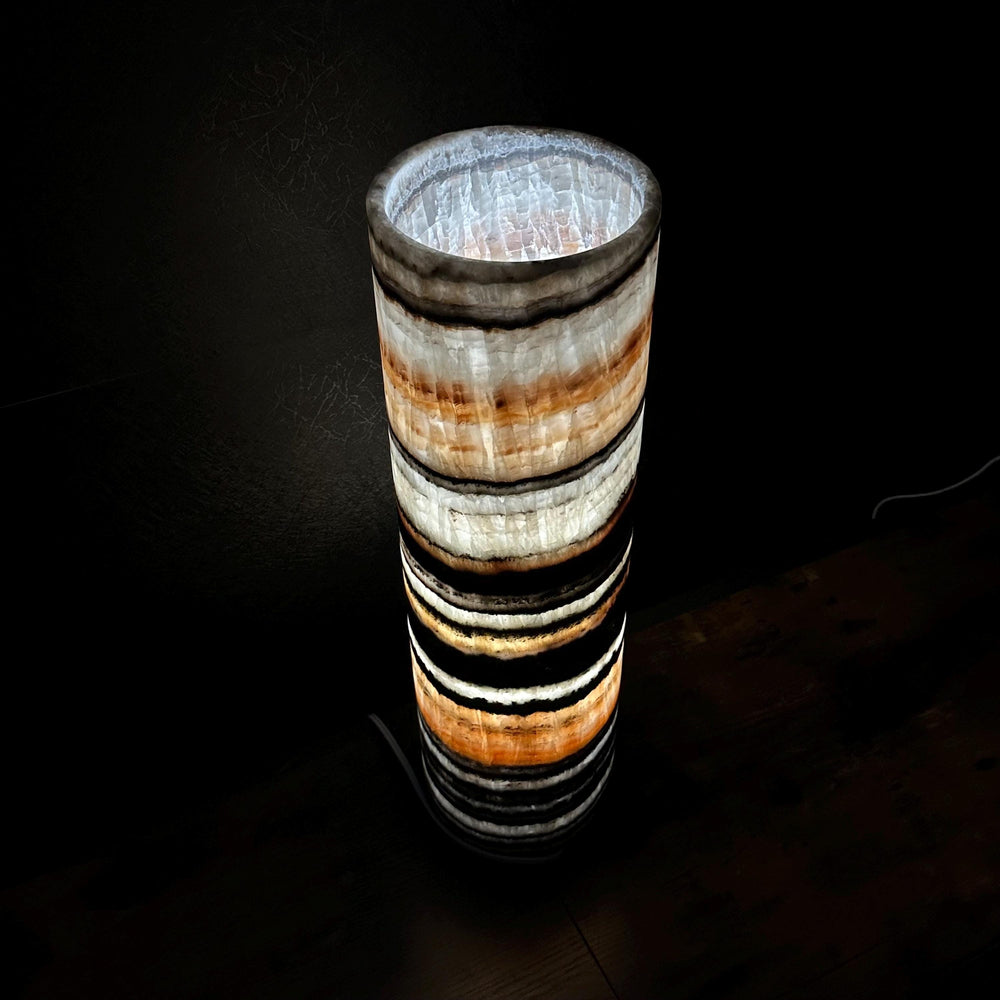 Handmade Banded Onyx Table Lamp | Luxury Bedside Table Lamp | High End Housewarming Gift | Healing Crystal Decor