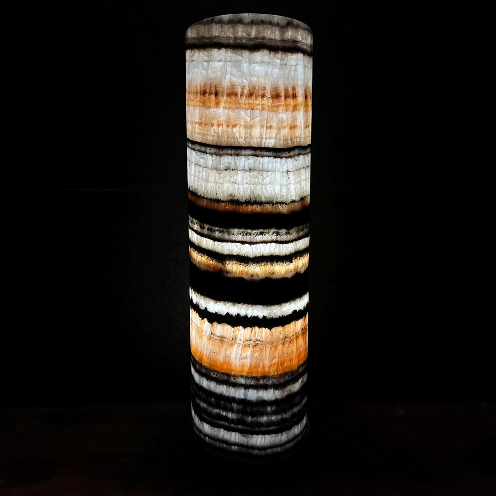 Handmade Banded Onyx Table Lamp | Luxury Bedside Table Lamp | High End Housewarming Gift | Healing Crystal Decor